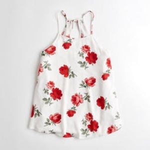 ROSE PRINTED KEY HOLE HALTER TOP